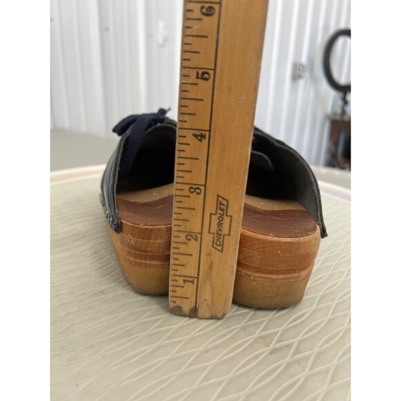 Troentorp Bastad Audubon Leather Clog Size 35 Navy Blue Leather Round Toe Comfy - Picture 6 of 9